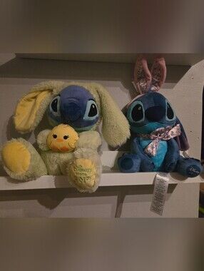 Disney Stitch Plush Bunny with Yellow Chick & Stich Wesring Bunny Ears